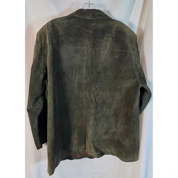 AE Sport Co‎ Vintage 80's Men's Suede Zip Up Jacket Olive Green Casual Outerwear
